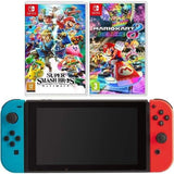 Nintendo Switch - Neon Blue and Red Joy-Con Super Smash and Mario Kart Bundle