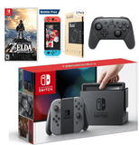 Nintendo Switch with Gray Joy-Con Zelda, Pro Controller and Screen Protector Bundle